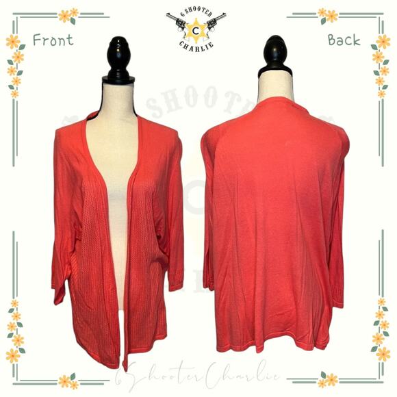 Maurices Long Sleeve Open-Front Knit Coral Pink Cardigan Sweater Womens Size 3 - Picture 1 of 6